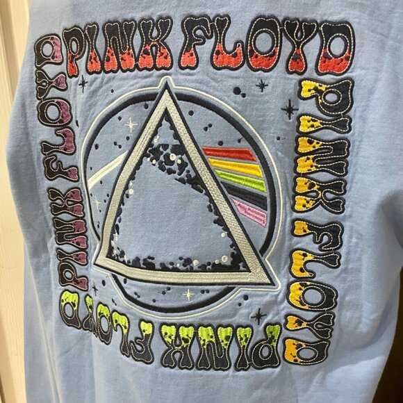 PINK FLOYD EMBROIDERED SWEATSHIRT ROCK PSYCHEDELIA 60’ PRISM RAINBOW BEAM Sz M - Picture 8 of 14
